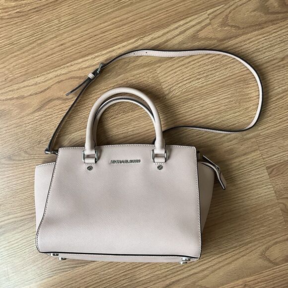 Michael Kors Selma Medium Satchel Crossbody Dark Dune Saffiano Leather - Picture 2 of 13